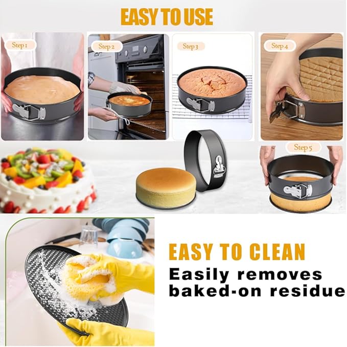 3 Piece Springform Cake Pan Set – Nonstick Cheesecake Baking Molds