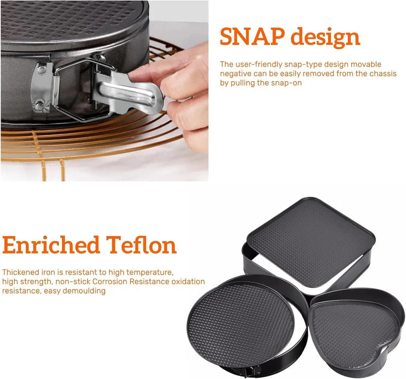 3 Piece Springform Cake Pan Set – Nonstick Cheesecake Baking Molds