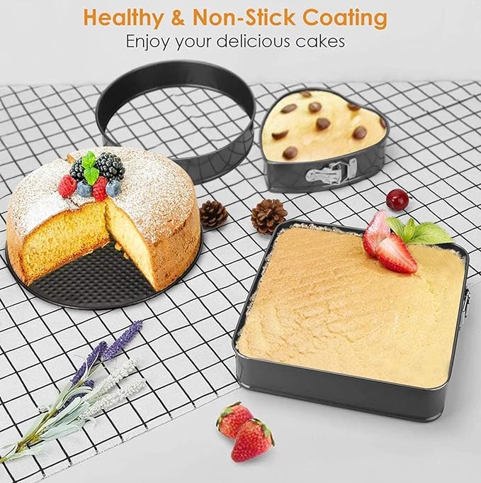 3 Piece Springform Cake Pan Set – Nonstick Cheesecake Baking Molds