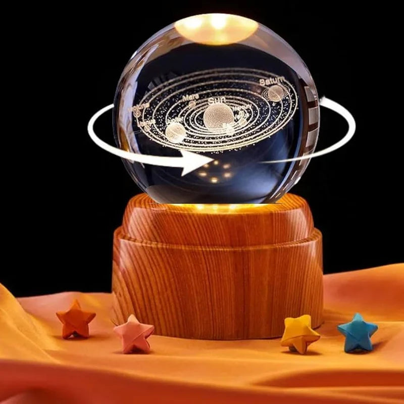 Crystal Ball Night Light – 3D Galaxy LED Lamp with Wooden Base