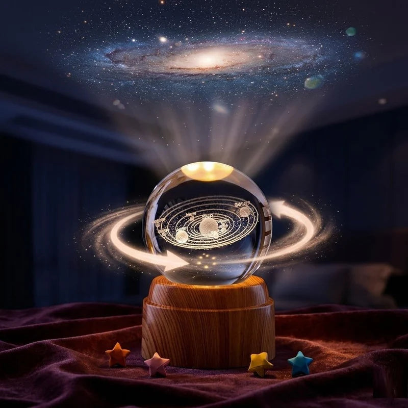 Crystal Ball Night Light – 3D Galaxy LED Lamp with Wooden Base