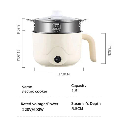 Electric Mini Cooking Pot with Lid – Portable Non-Stick Multi Cooker
