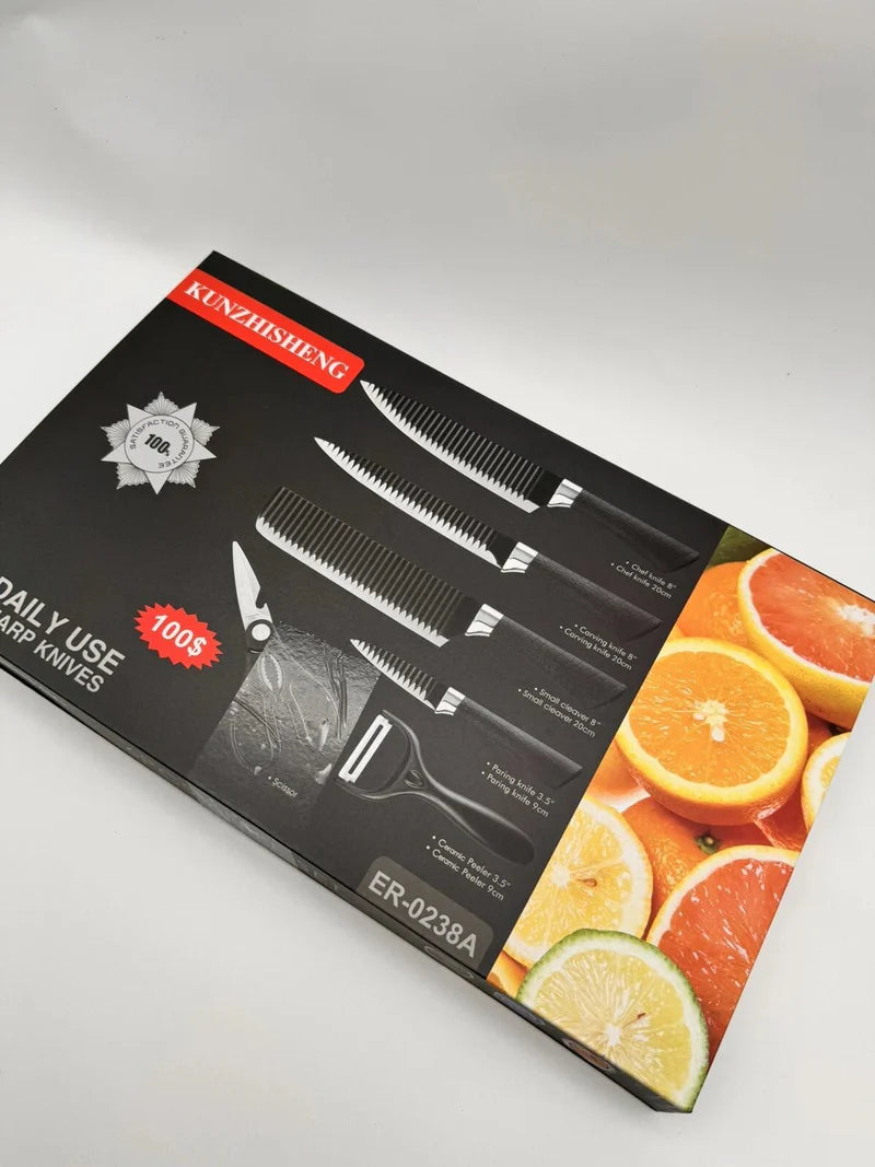 Kunzhisheng 6 Piece Kitchen Knife Set – Stainless Steel Chef Knife Collection