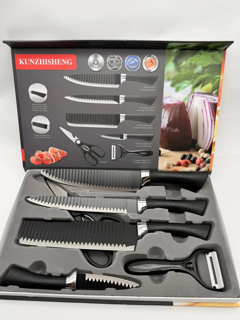 Kunzhisheng 6 Piece Kitchen Knife Set – Stainless Steel Chef Knife Collection