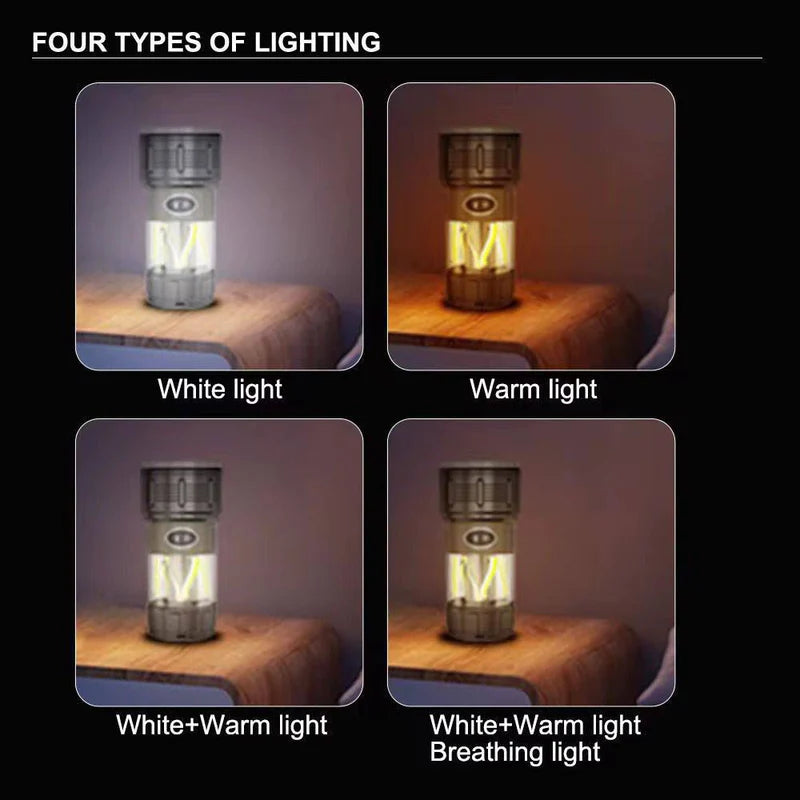 Multifunctional LED Camping Flashlight Lantern – Rechargeable Outdoor Emergency Light