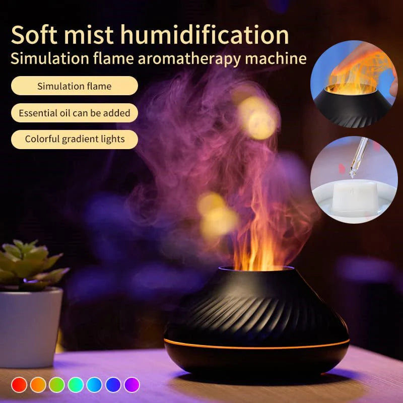 Volcanic Flame Aroma Diffuser – 130ML USB Essential Oil Humidifier with LED Night Light