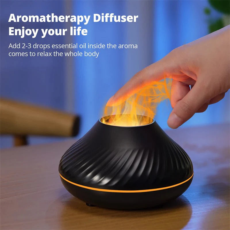Volcanic Flame Aroma Diffuser – 130ML USB Essential Oil Humidifier with LED Night Light