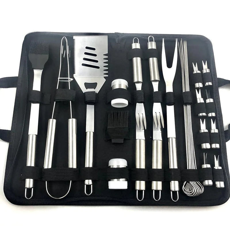 Professional BBQ Grill Tool Set – Stainless Steel Barbecue Accessories Kit with Carry Case