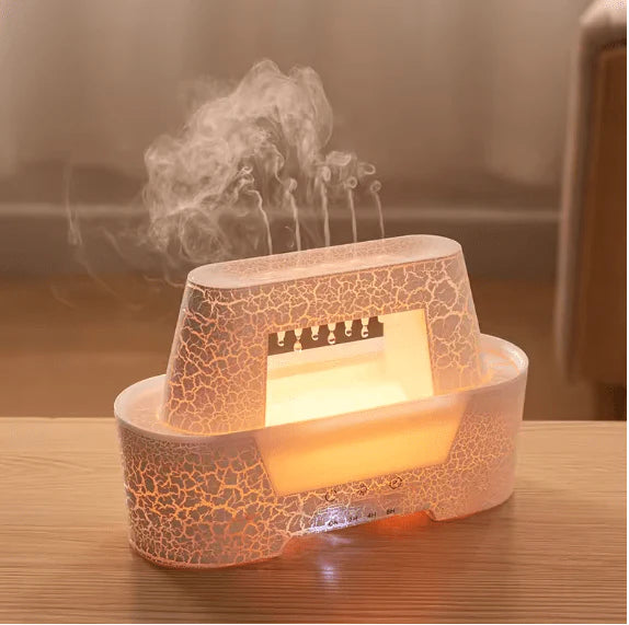 Raindrop Aroma Humidifier – Ultrasonic Essential Oil Diffuser with LED Flame Light