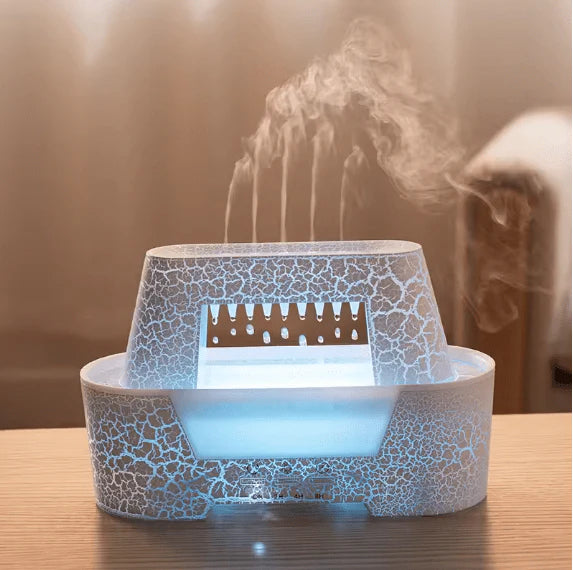 Raindrop Aroma Humidifier – Ultrasonic Essential Oil Diffuser with LED Flame Light