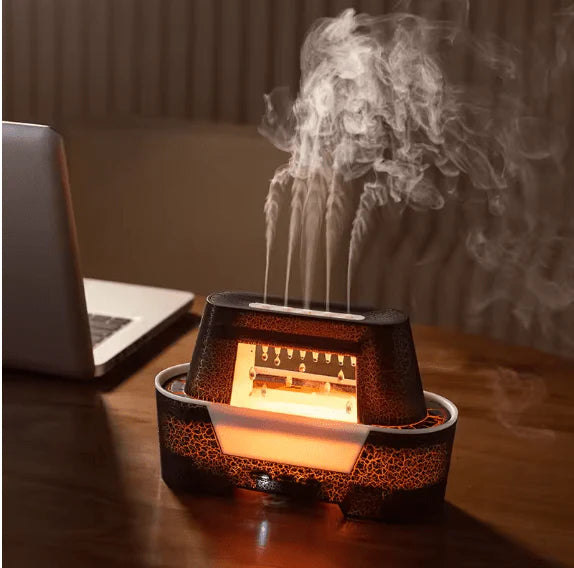 Raindrop Aroma Humidifier – Ultrasonic Essential Oil Diffuser with LED Flame Light