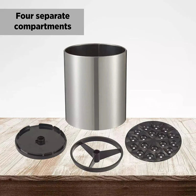 Stainless Steel Rotating Storage Bucket – 360° Kitchen Utensil Organizer